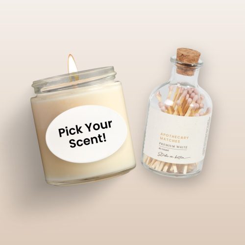 The Perfect Match Bundle | Pick Your Scent 8 oz Candle + Apothecary Match Jar