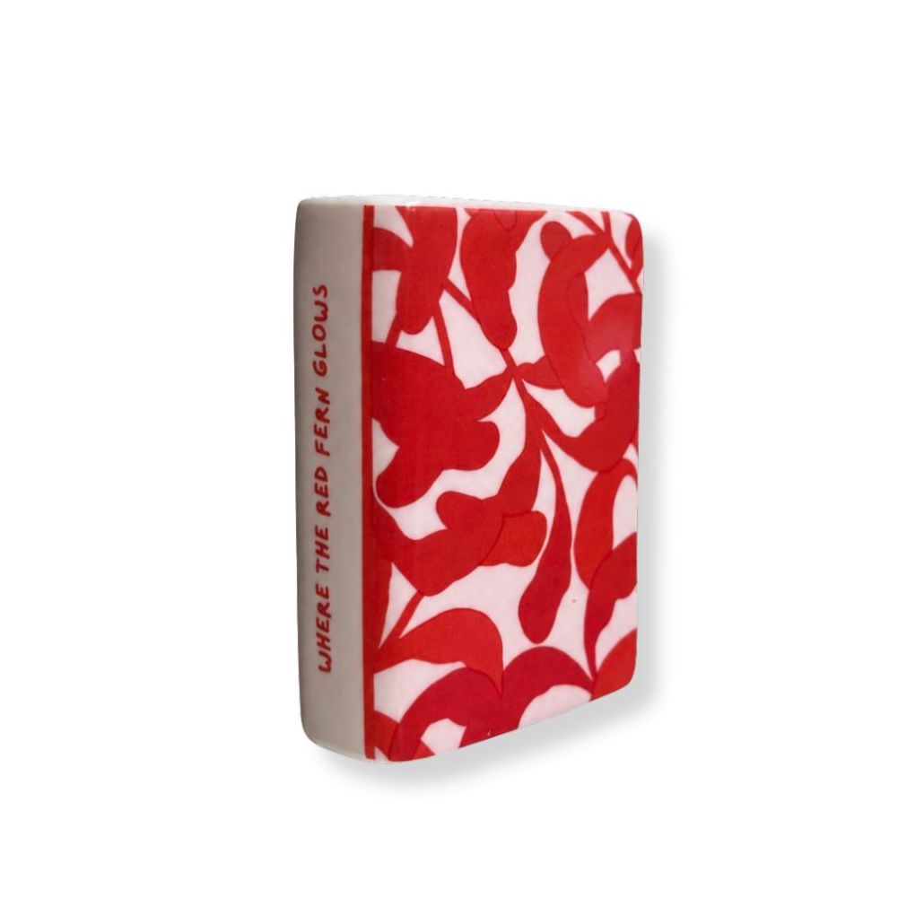 "Where the Red Fern Glows" Ceramic Book-Shaped Bud Vase / Match Holder