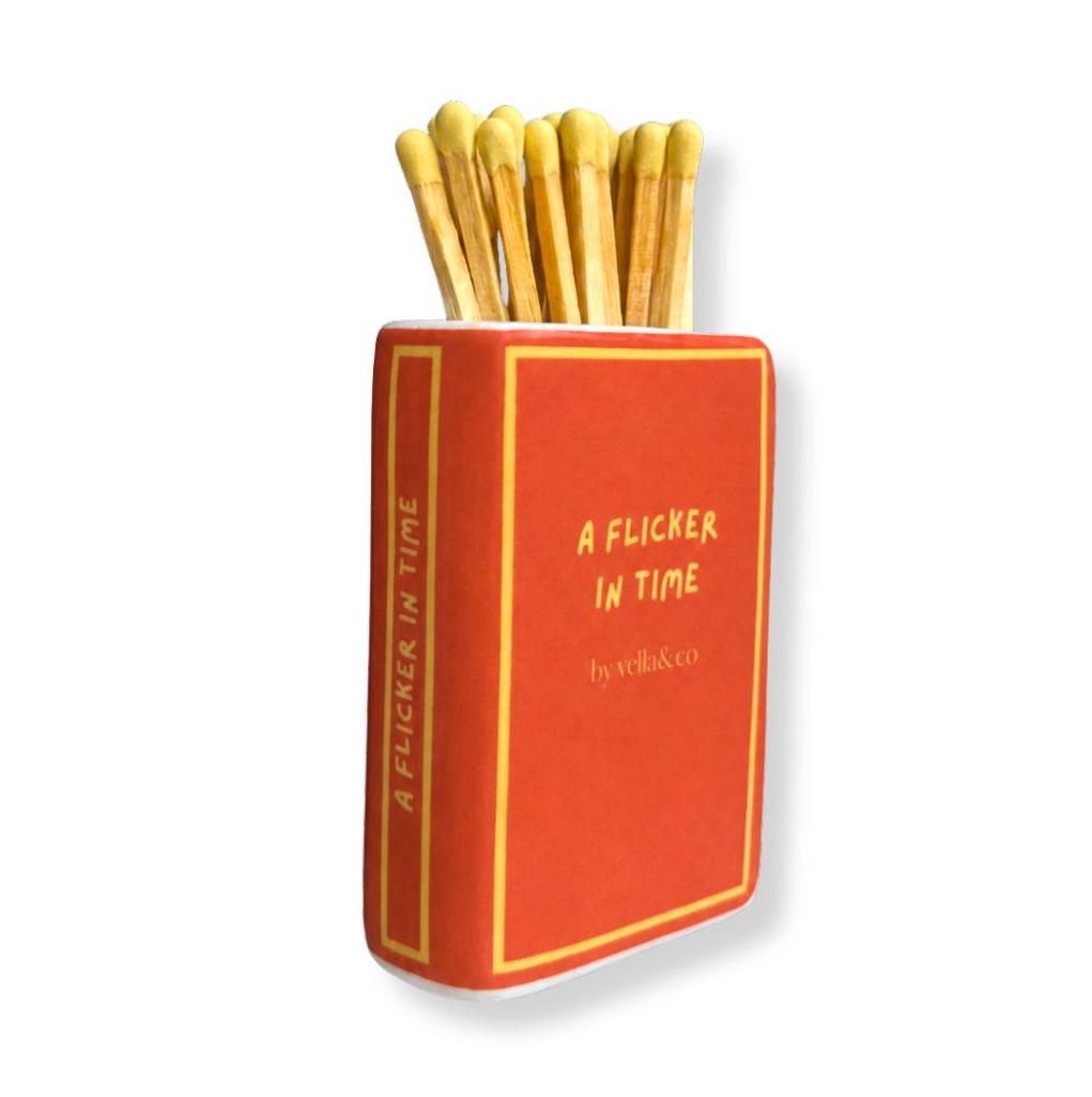"A Flicker in Time" Ceramic Book-Shaped Bud Vase / Match Holder - Image 2