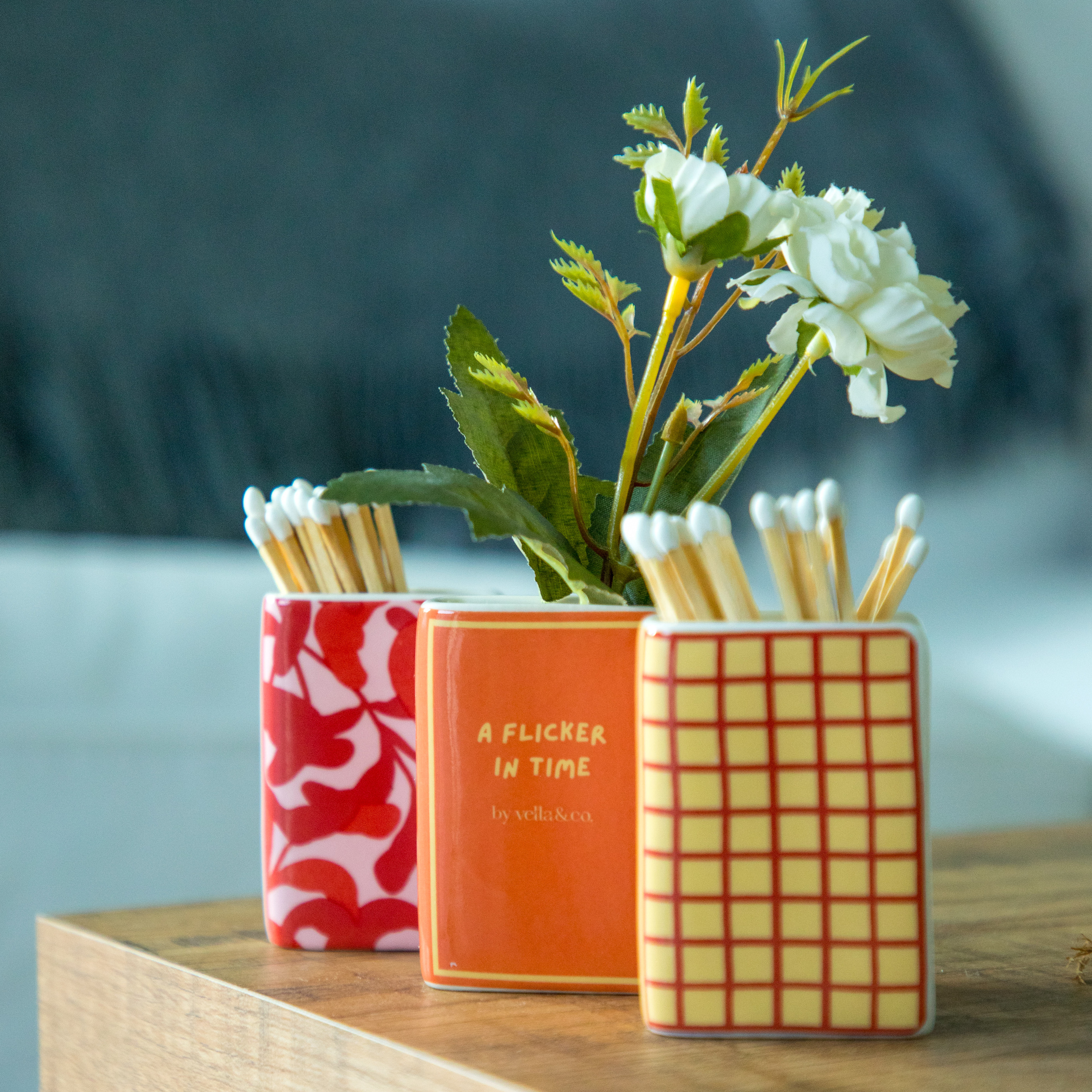 "A Flicker in Time" Ceramic Book-Shaped Bud Vase / Match Holder - Image 3