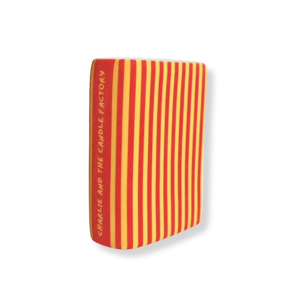 "Charlie and the Candle Factory" Ceramic Book-Shaped Bud Vase / Match Holder