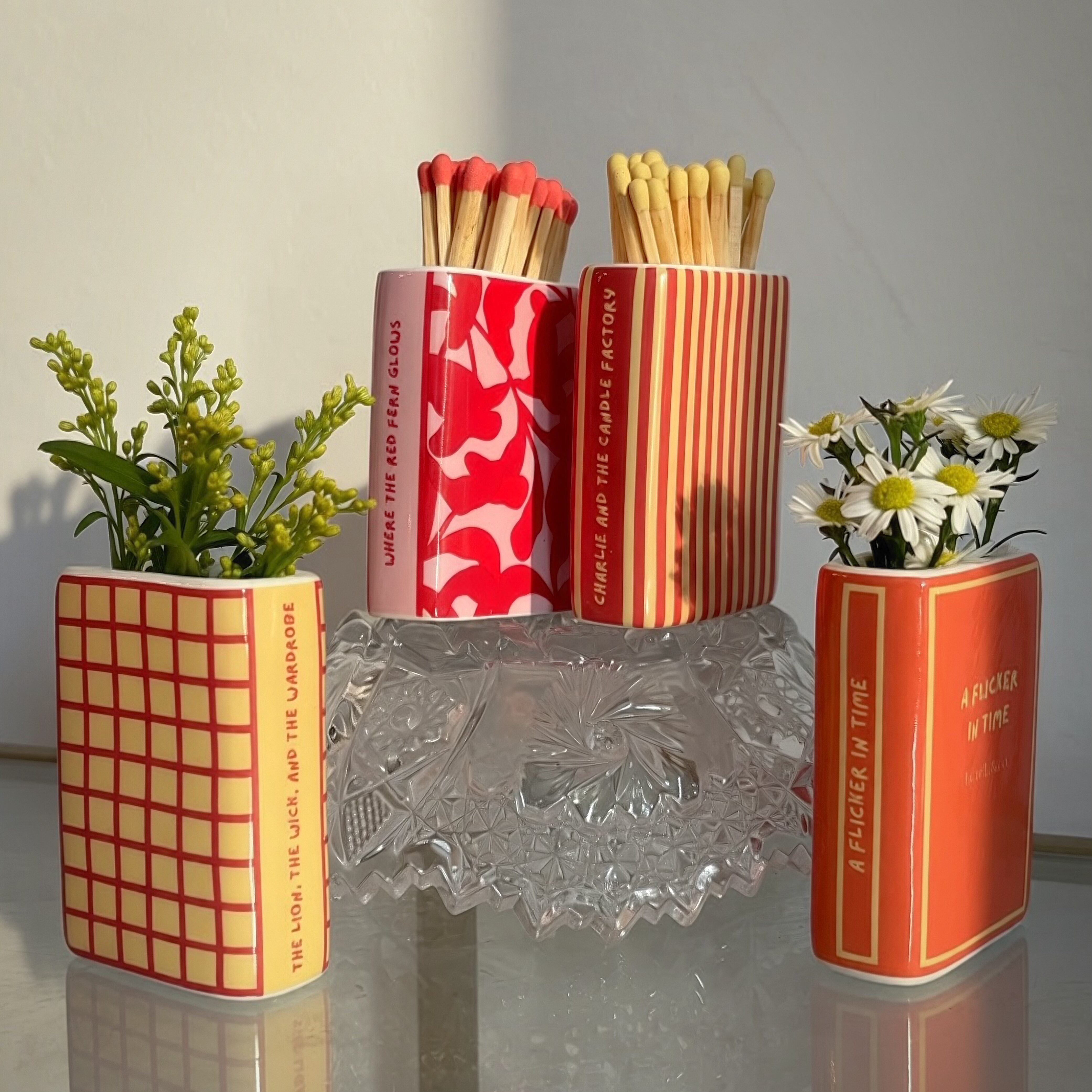 "Charlie and the Candle Factory" Ceramic Book-Shaped Bud Vase / Match Holder - Image 3